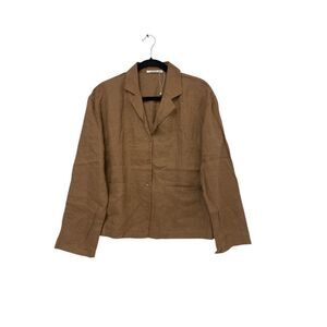 Zara Home Womens Blazer Jacket Size S Brown Linen Single Breasted 3122/579 NWOT